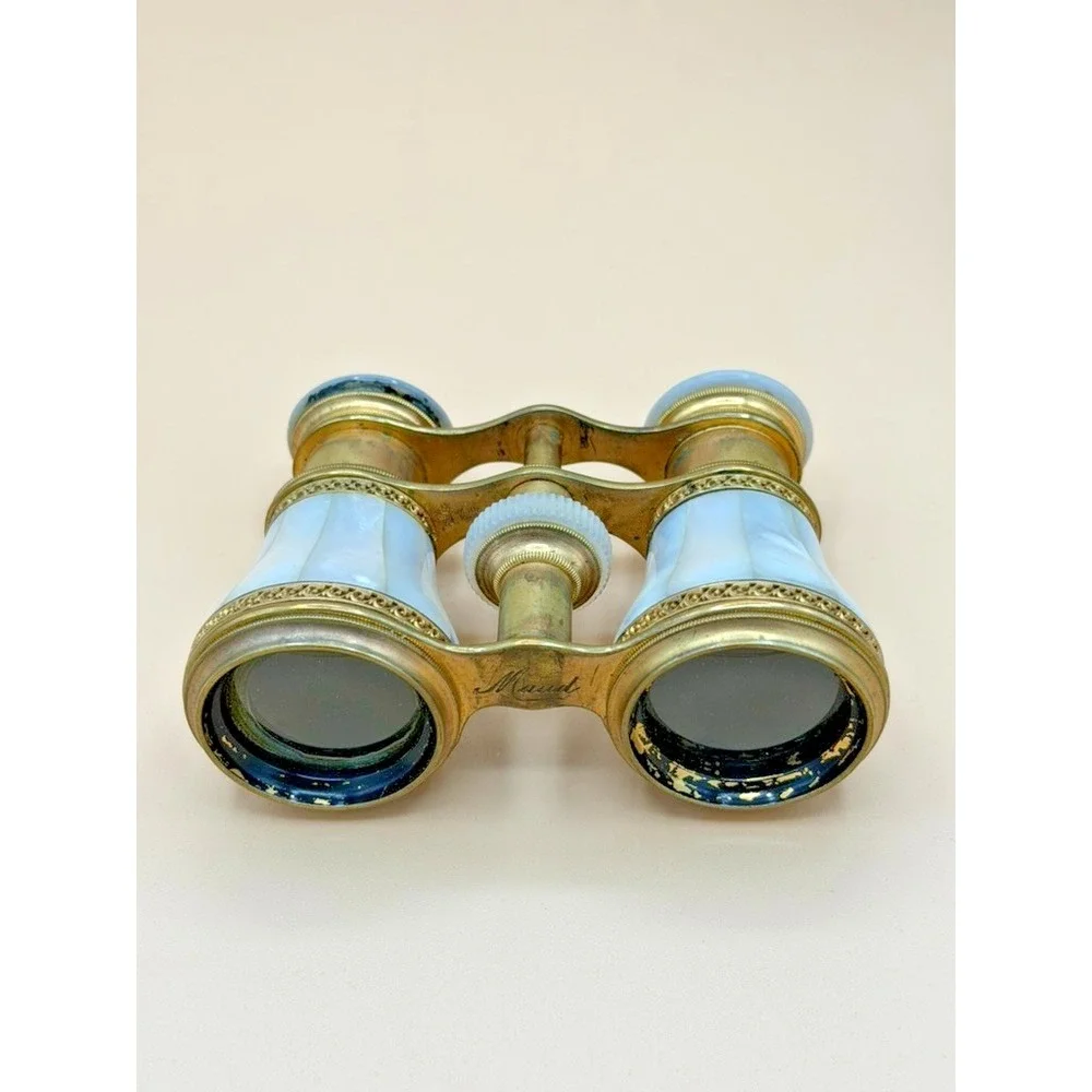 Antique Geo H Doerr Spokane Paris Mother of Pearl Opera Glasses w/ Case